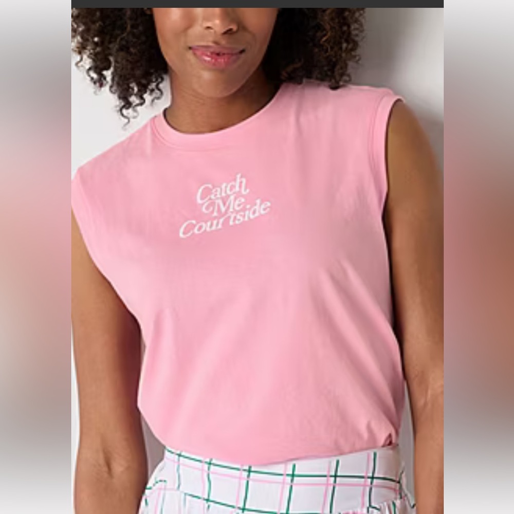 Catch Me Courtside Pink Sleeveless Graphic Tank Top